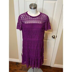 Elle Tahari Purple Lace Jackey Dress NWT $398, Size 12